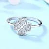 Zestawy biżuterii 100% 925 Sterling Silver Sparklling Four Lucky Clover Pierścienie, Kolczyki Naszyjnik Zestaw Jewellry Moda Kobiety Zaręczynowe Akcesoria