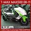 Body Kit für Yamaha TMAX weiß grün MAX 500 XP500 MAX-500 T 2008–2011 Karosserie 107No.111 TMAX-500 TMAX500 T-MAX500 2008 2009 2010 2011 MAX500 08 09 10 11 OEM-Verkleidung