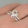 خواتم الزفاف حجم ضخم 6-10 مجوهرات 2 حلقة هدايا Morganite مجموعة PC باند المشاركة