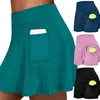 Women Fitness Tennis Pink Black Blue Green Short Skirt With Pocket Quick Dry Sports Skirts Plus Size 210708