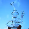 14mm Female Joint Hookahs Clear Glass Bongs Bent Neck Klein Tornado Recycler 5 Thick Oil Dab Rig With Bowl Water Pipe