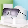 Trendys Oversize Okulary przeciwsłoneczne Kobiety luksusowy moda jednoczęściowa czarna zacieniona soczewka duża metalowa rama okulary słoneczne dla męskich UV4006036644