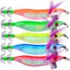 Ny ankomst 5 Färg 10cm 8,1 g Bläckfisk Jigs Saltvatten Fiske Lure 5PCS Räkor Räkor Lysande För Bläckfisk Octopus Fiske Lures Kit / 500PCS