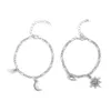 S2764 Fashion Jewelry Sun Moon Charm Magnetic Stainless Steel Bracelet Man Woman Couples Lovers Bracelets Adjustable Ornaments 2pcs/set
