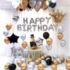1Set Gold Silver Metal Latex Balloons 16 18 21 30 40 50 anni Numero Happy Birthday Anniversary Decorazioni per feste per adulti Globos 210626