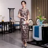 Seksowna szczupła Długa Wieczór Party Dress Kobiety Klasyczny Cheongsam Vintage Guzik Tradycyjny Chiński Jesień Vestidos Mandarin Collar QIPAO