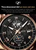 Männer Mechanische Uhr Automatische Uhr-Leder Wasserdichte Sportmond-Phase-Armbanduhr Relogio Masculino