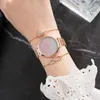 Femmes montre ensemble 3PC or Rose aimant boucle femmes Bracelet montres bijoux dame Quartz montres ciel étoilé cadran montre-Bracelet