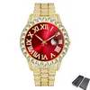 Full Diamonds Fashion kwarc zegarek Mężczyźni luksusowe klasyczne designerskie srebrne zegarki ze stali nierdzewnej zegarki Hip Hop ReloJ hombre W2194