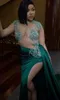 Arabic Plus Size Aso Ebi Green Luxurious Sexy Prom Dresses Beaded Crystals High Neck Evening Formal Party Second Reception Gowns Dress ZJ504