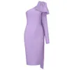 8 цветов Высокое качество взлетно-посадочной полосы Bownot один рукав оранжевый фиолетовый с длинным рукавом Rayon повязка платье вечеринка Bodycon платье Vestidos X0521