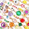 20Pcs/Lot Dripping Oil Glaze Colorful Ring for Women Girls Trendy Sweet Flower Butterfly Smile Yin Yang Finger Rings Band Party Jewelry