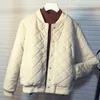 Chaquetas de invierno para mujer, abrigos cálidos informales con botones de manga larga y cuello redondo, uniforme de béisbol ajustado sólido, ropa de abrigo de otoño para mujer 210526