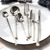 Conjuntos de talheres espelhos de aço inoxidável Faca de faca de garfo de colher utensílios de jantar luxuosos talheres de talheres de bife sobremesas de frutas