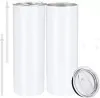 20oz vit blank sublimering tumblers muggar rak dubbel vägg isolerad vit rostfritt stål sublimering DIY vatten koppar