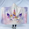 Unicorn Deken Kinderen Volwassen GGA2200 Warm Sherpa Hooded Wrap Winter Cartoon Dekens Fleece Unicorns Handdoek Buiten Travel Cloak Ho AGGS 731 R2