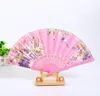 Portable dames pliant ventilateurs à main fête de mariage faveur soie tissu Floral danse spectacle accessoires ventilateur japonais