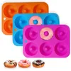 6 Cavity Donut Mold Silicone Non-Stick Baking Tray Heat-Resistant Reusable Folded Donuts Maker Colorful Soft Dessert Making Tool