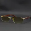 Venta al por mayor de accesorios para gafas EL ARTISTA Gafas de sol sin montura de madera Plata 18K Regalo de metal dorado Gafas Marco masculino y femenino Tamaño: 56-18-135 mm