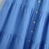 Słodkie Kobiety V Neck A-Line Sukienka Lato Moda Ladies College Styl Cute Kobieta Patchwork Midi Solid Color 210515
