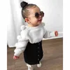 Girls Outfits Autumn Clothes for knit Sweater + black Skirt Baby Girl 2pcs Sets E1512 210610