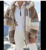 Femmes Chaud En Peluche Vestes Automne Hiver Fausse Fourrure Patchwork Surdimensionné Fermeture Éclair Outwear Dames Élégant Lâche Polaire À Capuche Manteau Veste Fête Des Mères Cadeau