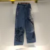 SHENGPALAE été mode Ins rue Hip-hop impression lavage jean décontracté Denim jambe large pantalon femme 220310