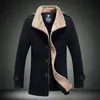 Trench-coat en fourrure de lapin pour hommes, veste décontractée épaisse et chaude à manches longues, coupe-vent surdimensionnée, pardessus d'hiver avec grande poche 2105249594747