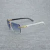 2023 Szklanki designerskie Nowe okulary przeciwsłoneczne naturalne drewno mężczyźni Mężczyźni Czarny Buffalo Rog bez krawędzi Kobiety Akcesorium metalowej ramy Oculos Square Gafas dla klubu