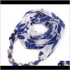 Wraps Hats, & Gloves Fashion Drop Delivery 2021 Scarf Necklace Bohemia Necklaces For Women Chiffon Scarves Pendant Jewelry Wrap Foulard Femal