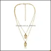 Pendant & Pendants Jewelrypendant Necklaces Personality Trendy Mti-Layer Clavicle Chain Necklace Gold Metal Shell Simple Bohemian Long For W