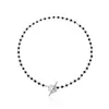 Chokers Fashion Luxury Black Crystal Glass Bead Chain Choker Halsband för kvinnor Blomma Lock Collar Kort smycken 2023