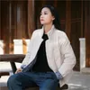 Johnature Women Chinese Style Stand Parkas Solid Färg Knapp Bomull Linne Coats Vinter Vintage Kvinna Kläder Casual Coats 210521