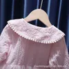 2021 primavera 6-13 años otoño bebé niñas vestido de encaje lindo cuello de muñeca de manga larga a cuadros princesa niños ropa infantil Q0716