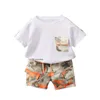 Giyim Setleri Moda Toddler Bebek Erkek Pamuk Cep T-shirt + Kamuflaj Şort Yaz Çocuk Takım Eşofman Erkek Giysileri