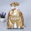 Jul Aluminiumfolie Återanvändbar Drawstring Merry Christmas Gift Cookies Candy Packaging Bag Wedding Sugar Snacks Storage