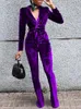 Women Slim V-Neck Long Sleeve Pant Suits Spring Autumn Sexy Flare Pants Folds Ladies Outfit Patchwork Plus Size 3XL Streetwear 220315