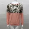 Kvinnor tees vår höst o nacke långärmad leopard lapptäcke mode accesories blus lady casual klädskjorta 494 k2