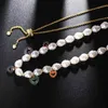 Bijoux Sterling S925 de haute qualité copie 1: 1, collier réglable multi-cœur en argent jaune avec perles pour femmes AC5485MY