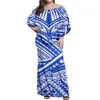 Robes décontractées HYCOOL Polynésien 2021 Robe d'automne Femmes Plus Taille Élégante Hawaii Tribal Imprimer Sans manches Slash Col Vintage Party Maxi Robe