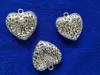 6st Sterling Silver Plate Metal 50mm Filigree Heart Charm Pendants A10472SSP