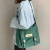 Sacs à bandoulière toile femmes sac de messager coréen grand bandoulière pour étudiant sacs à main en Nylon cartables poche à rabat