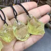 Irregular Natural Yellow Crystal Stone Handmade Pendant Necklaces Original Style For Women Men Party Yoga Energy Jewelry