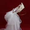 Headpieces 2021 Beautiful Romantic Bride Handmade Pearl Hair Hoop Headdress Integrated Accessories Exquisite Bouffant Wedding