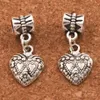 Alloy Double Dots Hearts Big Hole loose Beads With Weaved Rim Heart Metal 11.5x25mm Dangle Fit European Charm Bracelets Jewelry DIY B907 100pcs/lot