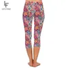 LETSFIND Mode Frauen Casual Leggings Hohe Taille 3D Cashew Blumen Digitaldruck Plus Größe Mittlere Wade 3/4 Stretch 211221