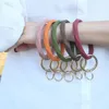 DHL 17 Colors Silicone Keychain Bangle Keychain Bracelets Keyring O Shaped Wristlet Bracelet Circle Charm Key Ring Holder Wristbands