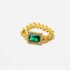 Moda retrò europea e americana vintage smeraldo gemma zircone catena impilabile anello congiunto anello dito indice moda 380