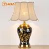 Lampy stołowe Tuda 40x65 cm chińska czarna złote lampa ceramiczna do salonu sypialnia nocna luksusowy amerykański styl domowy 8029234