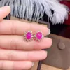 Natuurlijke Ruby Stone Flower Ring Oorbellen Hanger Ketting Set 925 Zilveren Fijne Mode Charmante Sieraden voor Dames Armband,